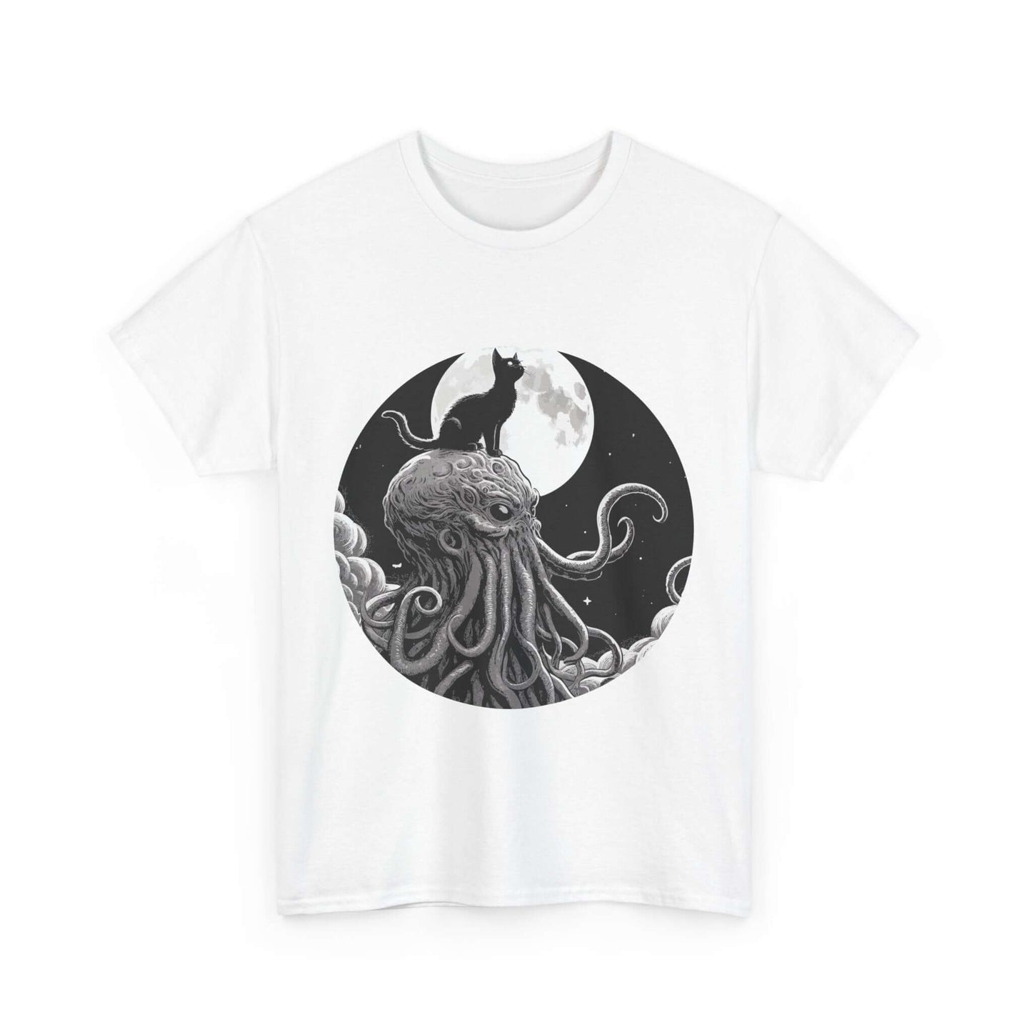 Cthulhu and Cat - Unisex Heavy Cotton Tee