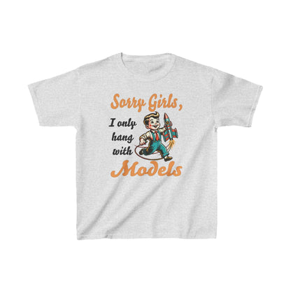 Kids Tee - Sorry Girls I Only Hang with Models, Boy Playing with Model Rocket